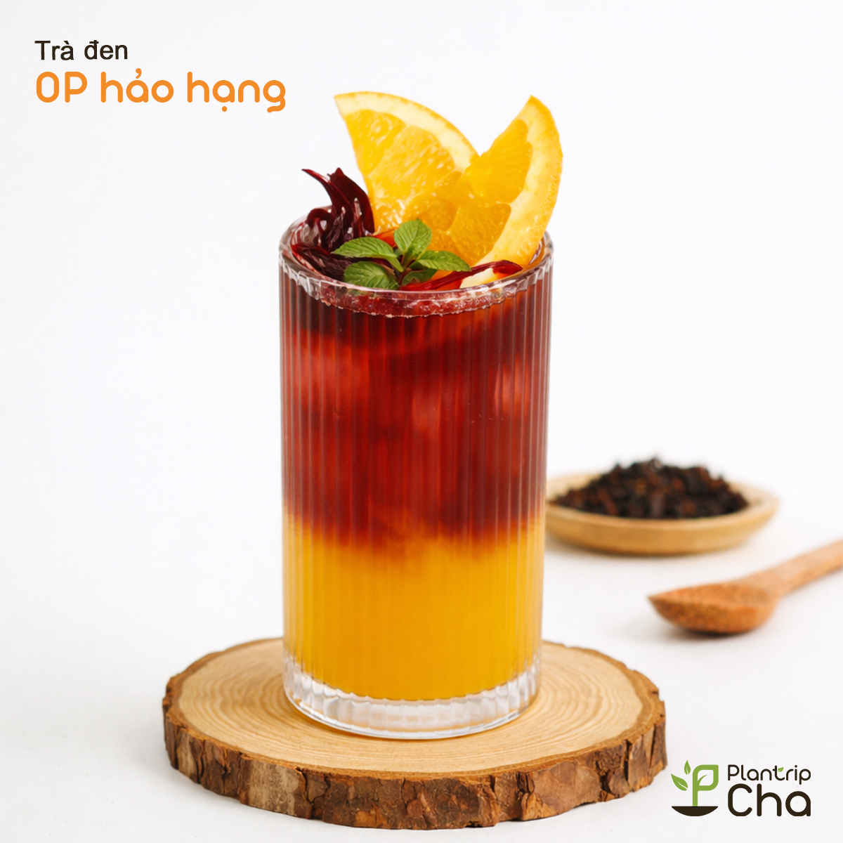 Trà đen OP Hảo Hạng pha trà cam đào.