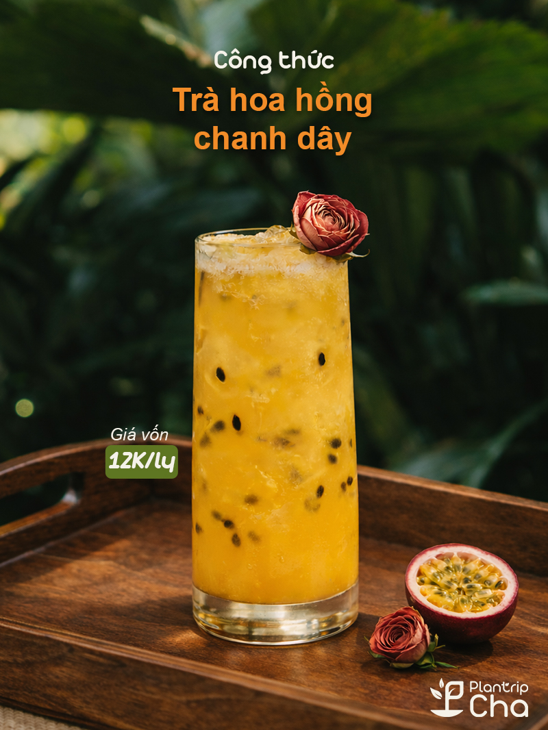 Trà xanh hoa hồng chanh dây.