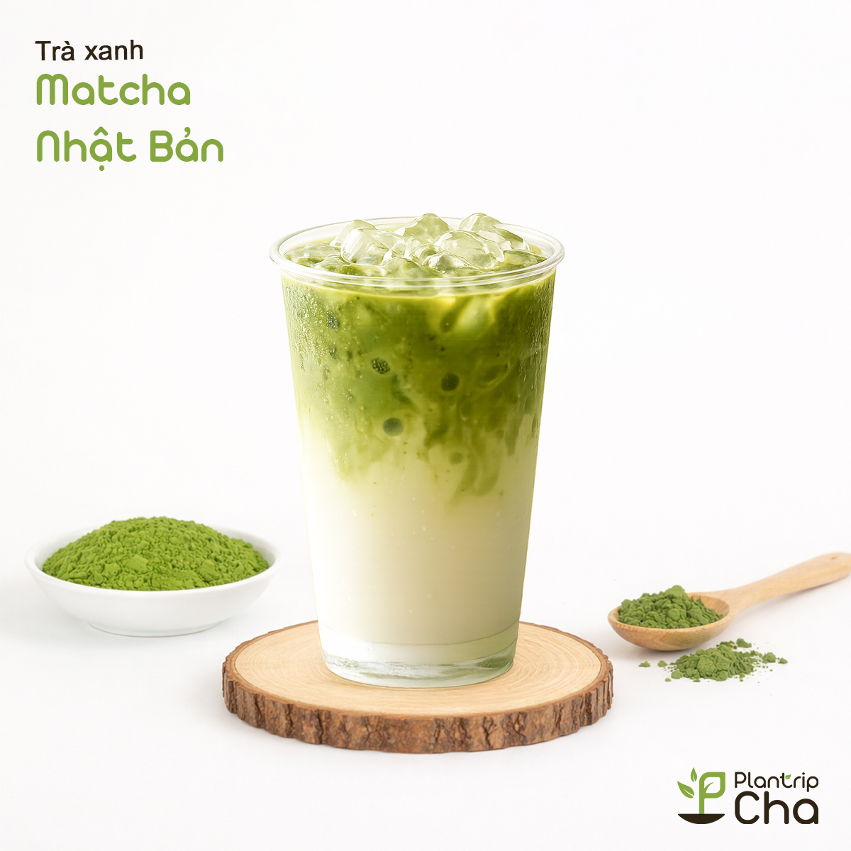 Pha món matcha latte.