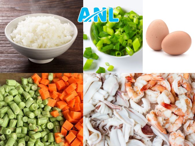 Nguyên liệu làm cơm chiên cà ri xanh