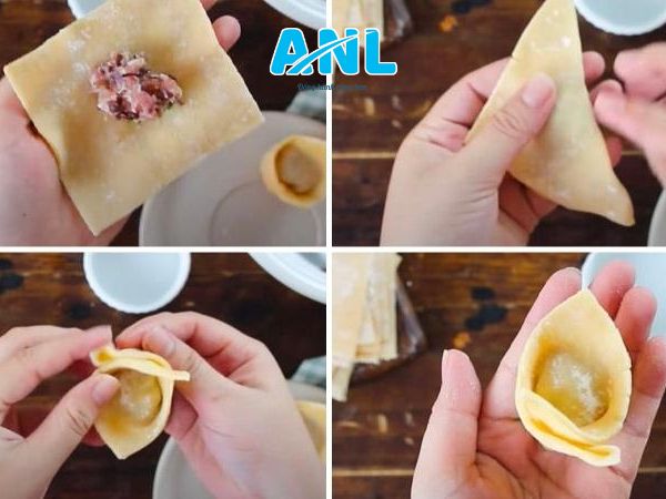 Gói hoành thánh chiên hình thỏi vàng