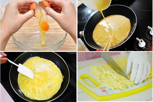 chế biến trứng làm kimbap