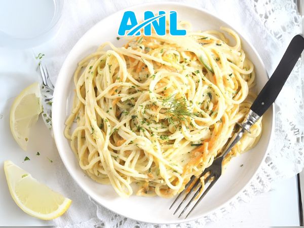 Mì Ý tôm sốt kem óc chó