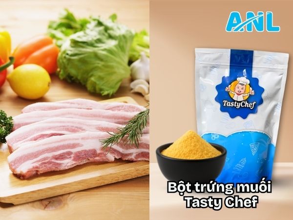 Nguyên liệu làm thịt ba chỉ chiên lắc trứng muối