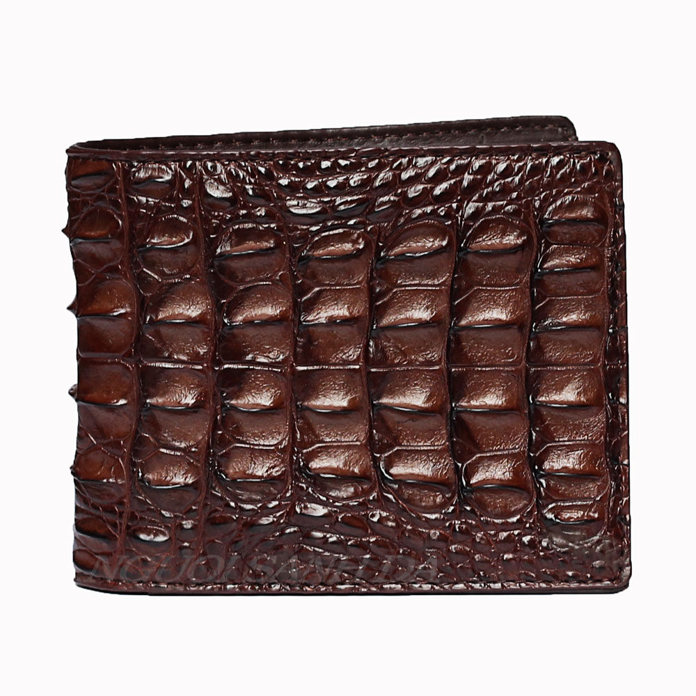 Ví cá sấu 2 mặt gai lưng màu nâu đất