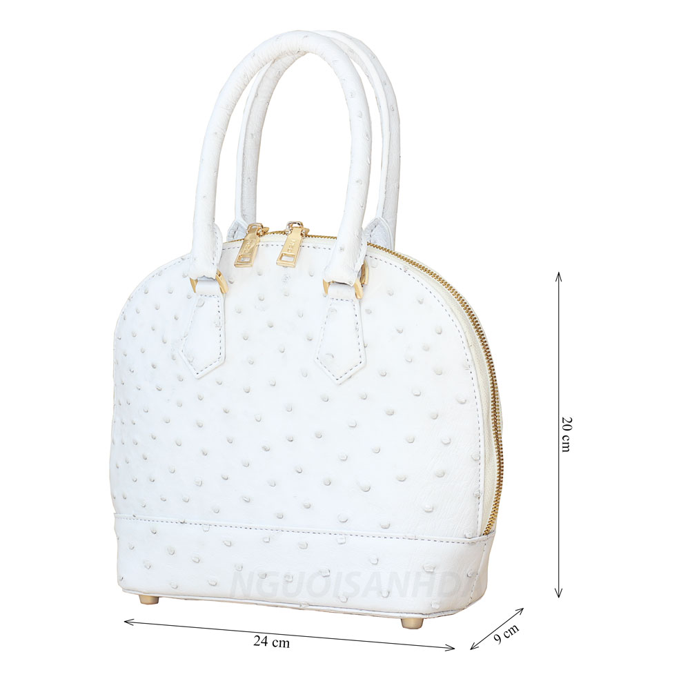 Kích thước túi da đà điểu màu trắng