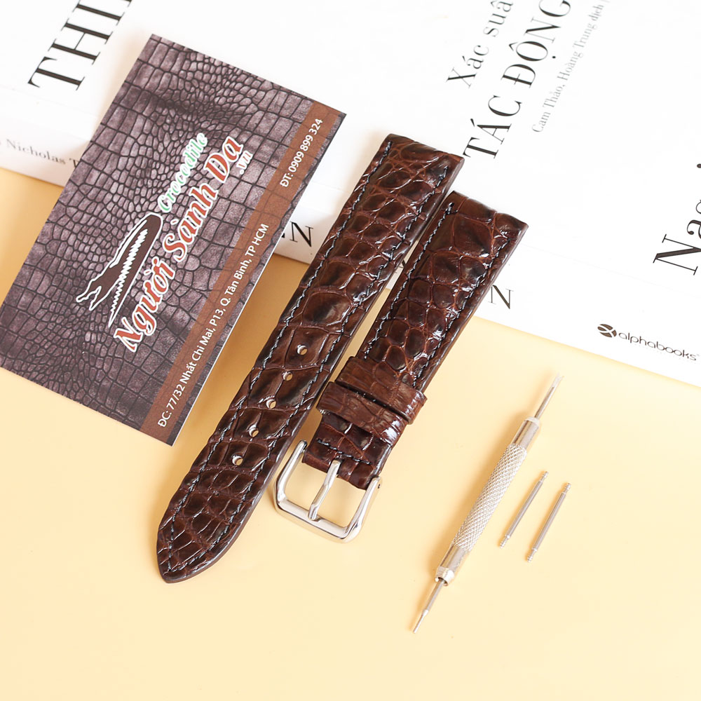 dây đồng hồ cá sấu da tay
