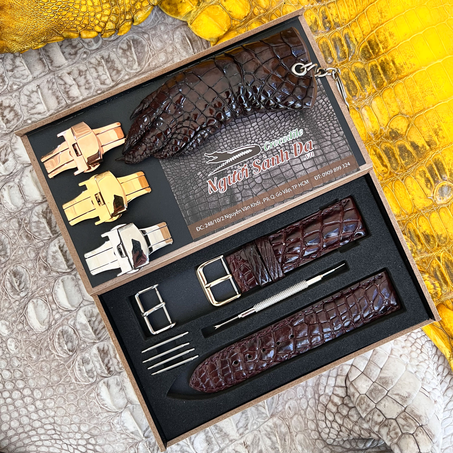 da tay cá sấu làm dây đồng hồ
