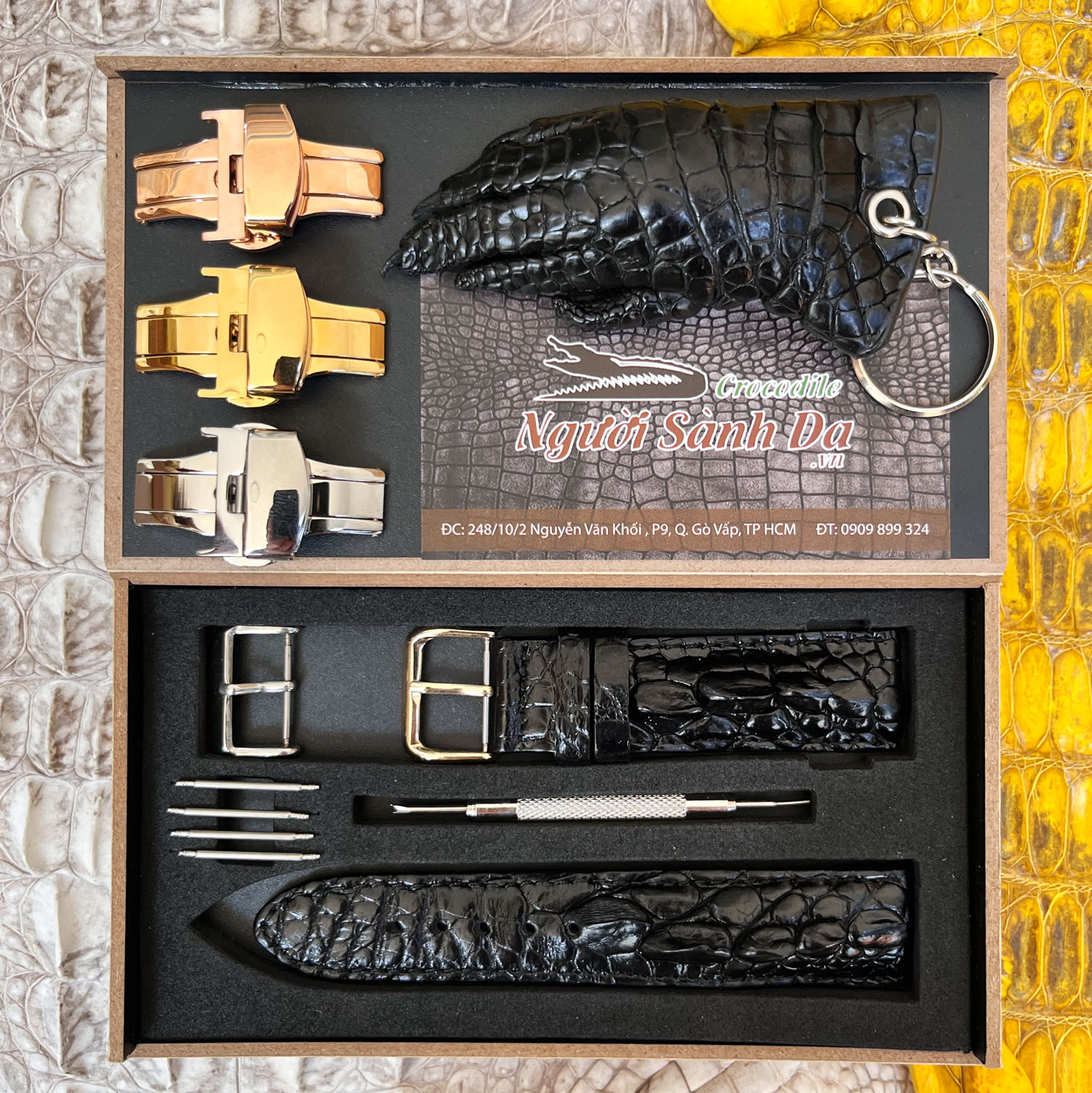 dây đông hồ da cá sấu lườn tay