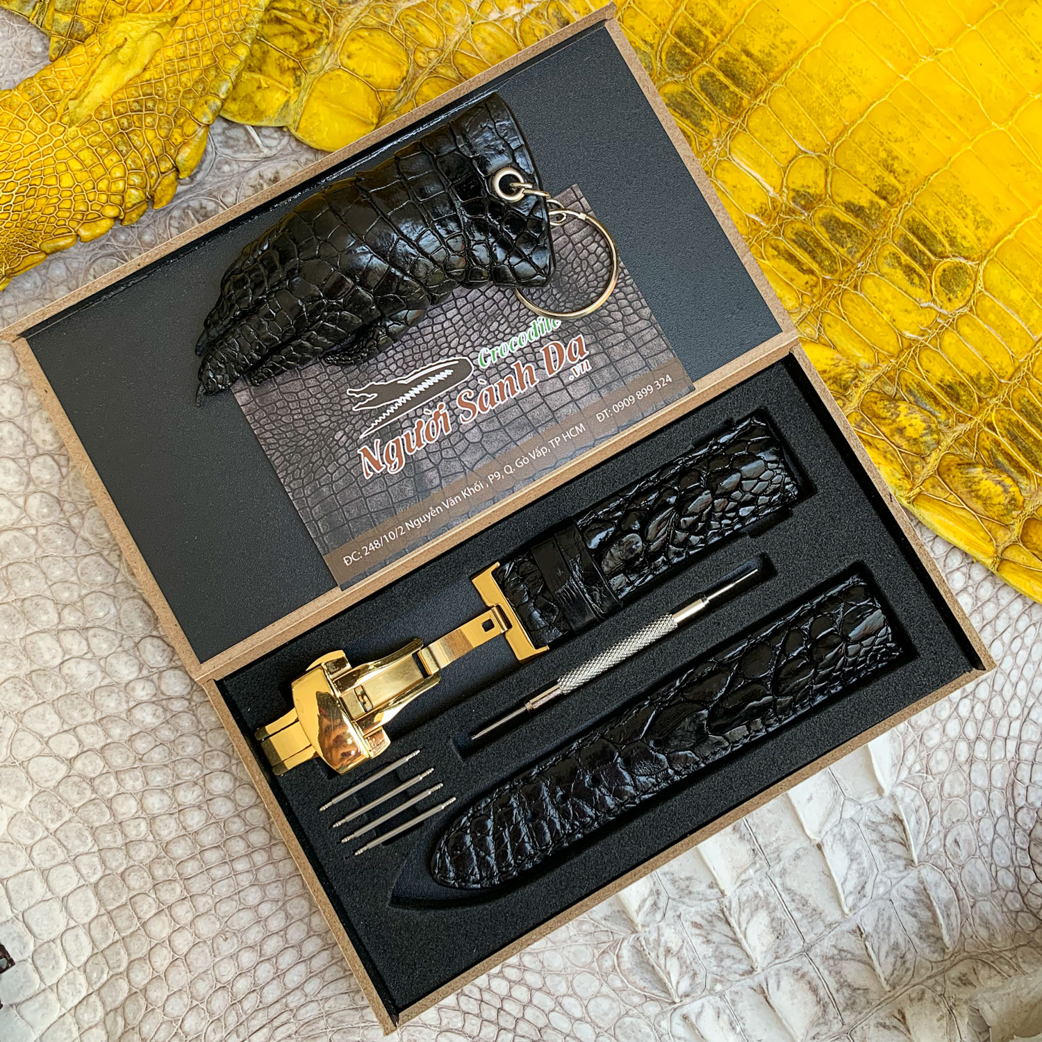 dây đông hồ da cá sấu lườn tay