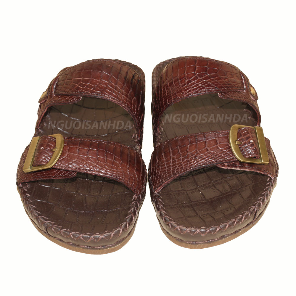 Dép nam 2 quai ngang da cá sấu thật