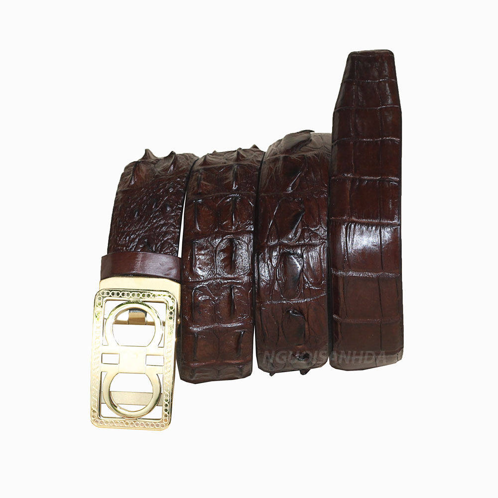 Thắt lưng da cá sấu thật khóa thép tự động không gỉ