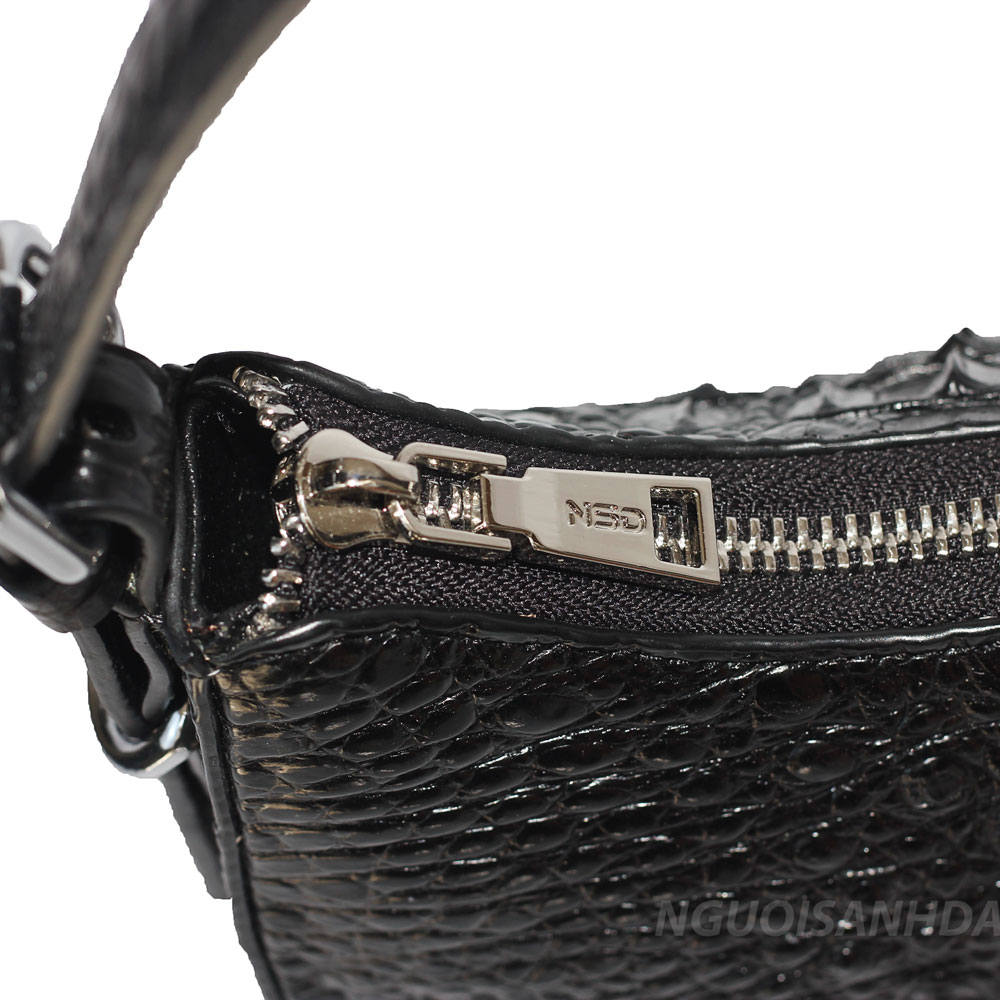 Túi kẹp nách da cá sấu thật màu đen