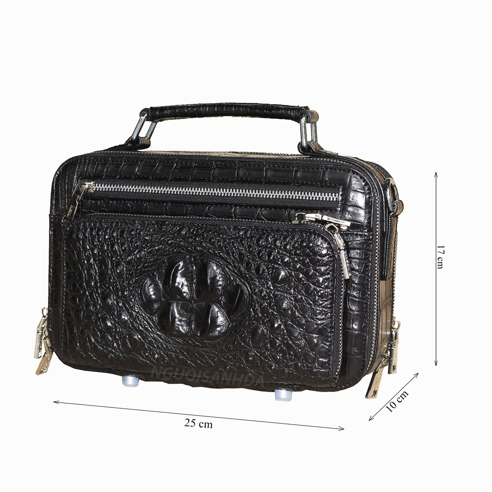Kích thước túi đeo chéo nam da cá sấu màu đen
