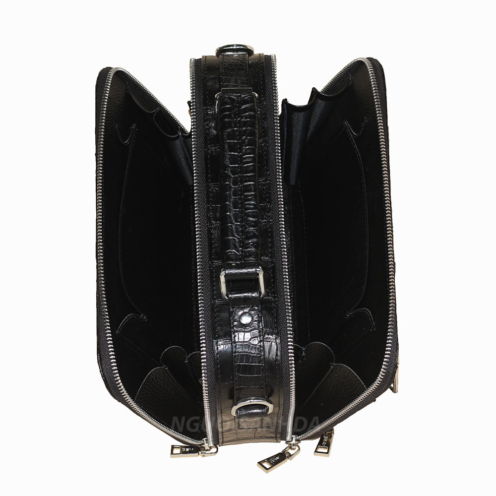 Túi đeo chéo nam da cá sấu màu đen