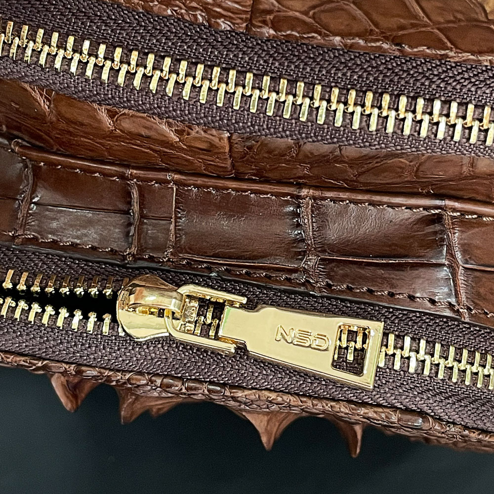 túi bao tử nam da cá sấu màu nâu