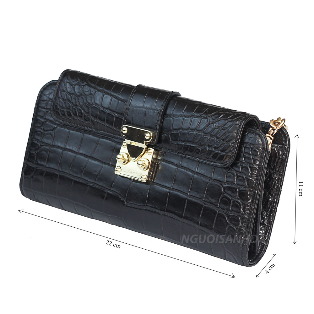 Túi xác nữ da bụng cá sấu quai xích
