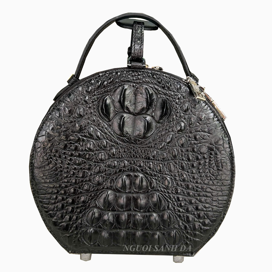 Túi xách da cá sấu gai màu đen
