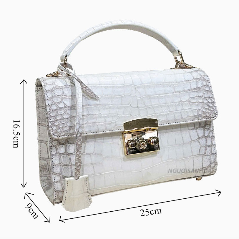Túi xách da cá sấu bạch tạng da bụng