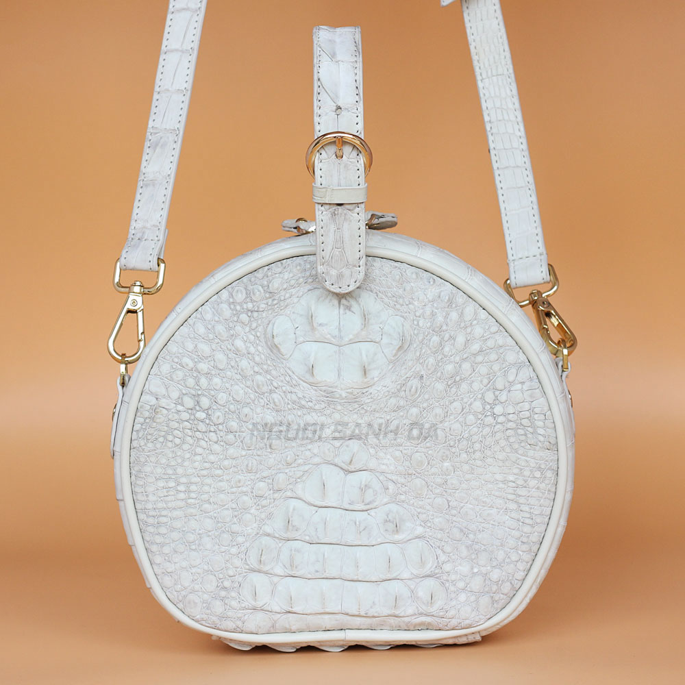 Túi đeo chéo da cá sấu thật màu trắng đen