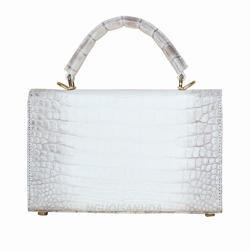 Túi xách da cá sấu màu bạch tạng