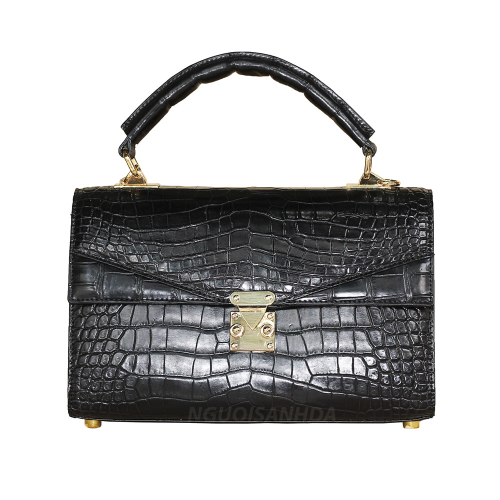 Túi xách da bụng cá sấu màu đen