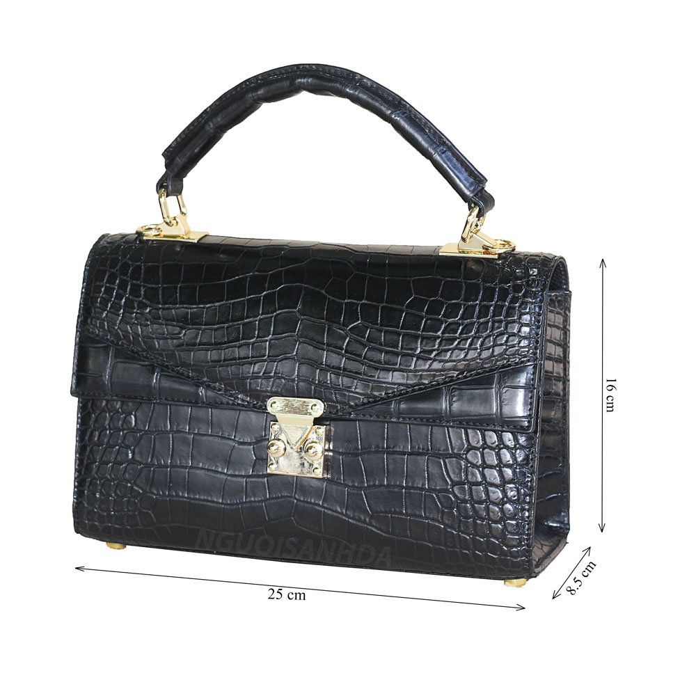 kích thước túi da cá sấu màu đen