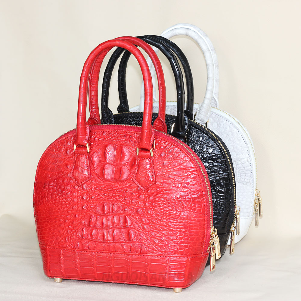 Túi xách da cá sấu dáng con sò