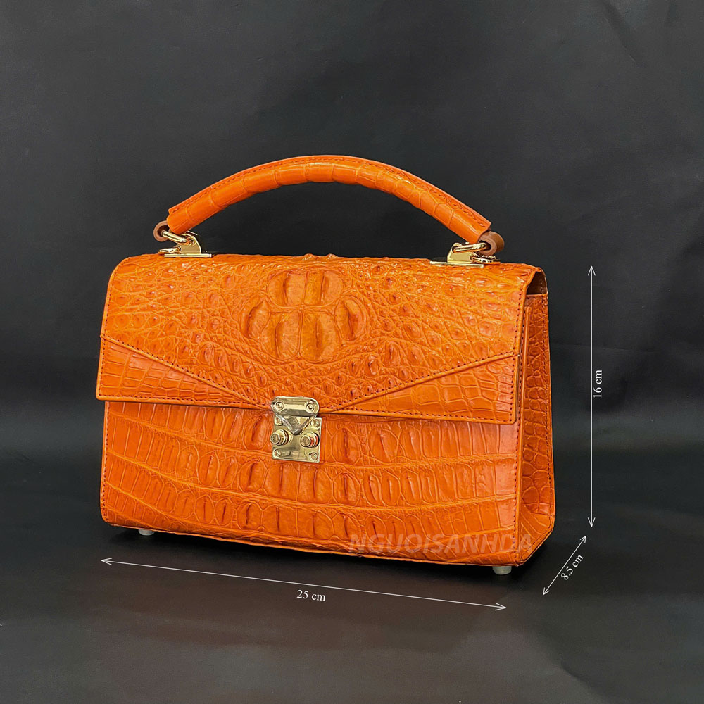 Kích thước túi xách nữ da cá sấu màu da cam