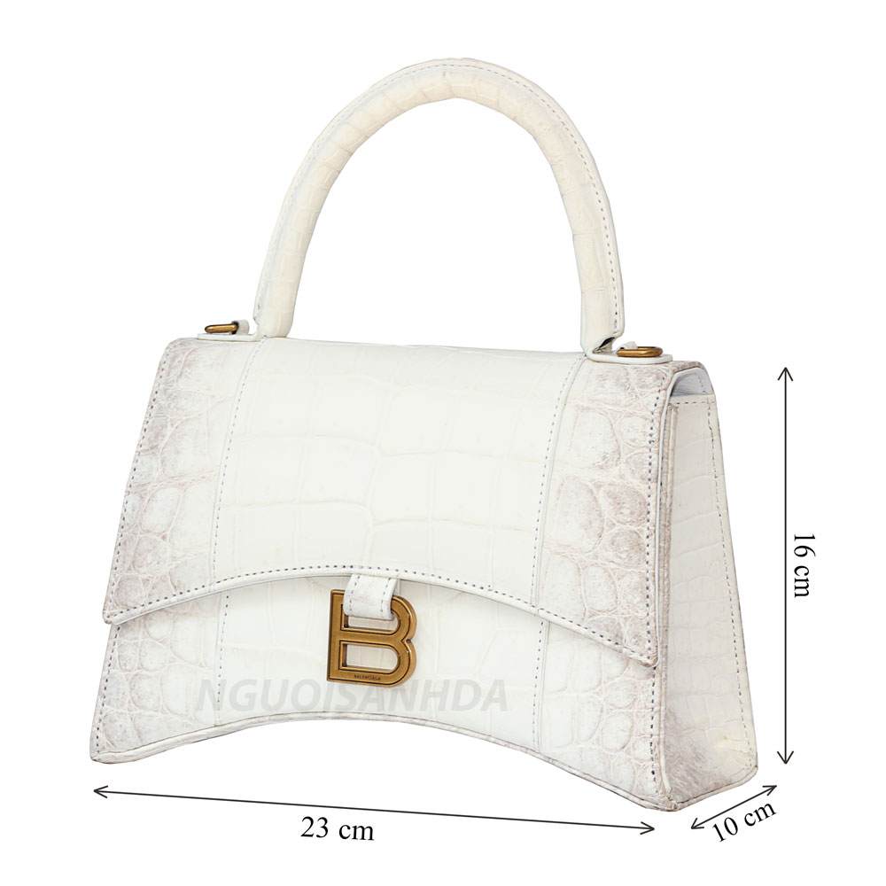 Túi xách da bụng cá sấu màu bạch tạng