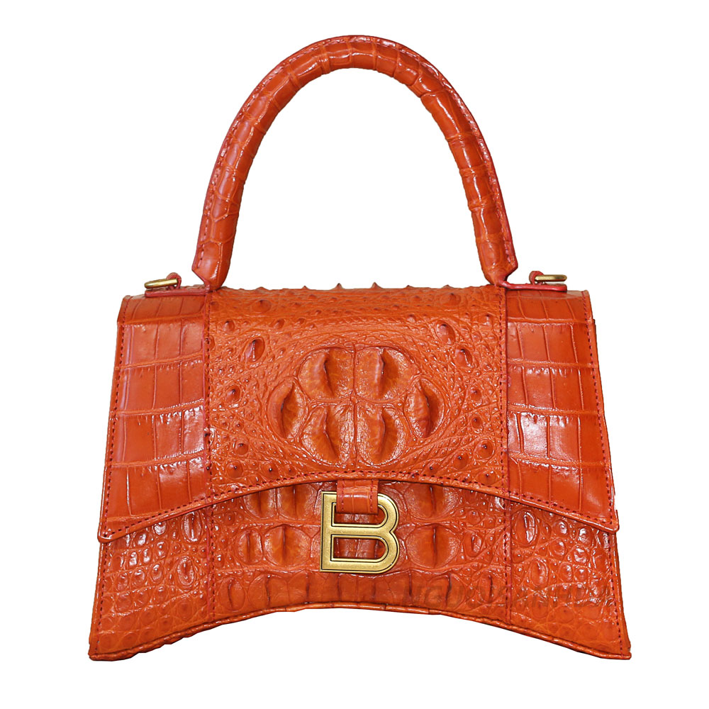 Túi xách da cá sấu gai lưng màu cam
