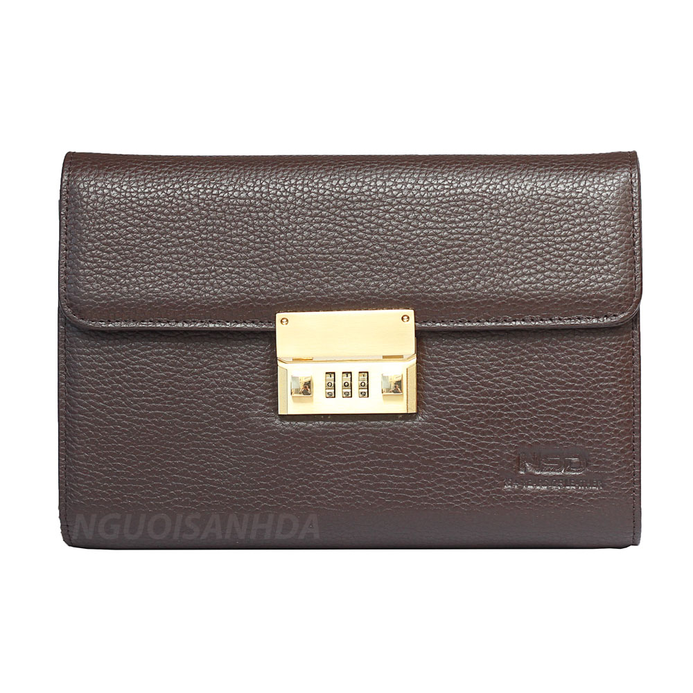 Ví nam cầm tay da bò màu nâu