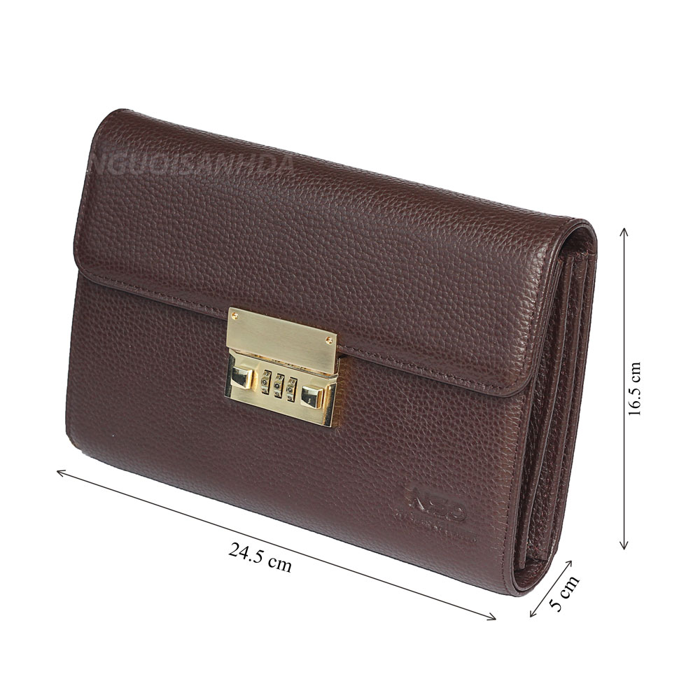 ví nam cầm tay da bò màu nâu