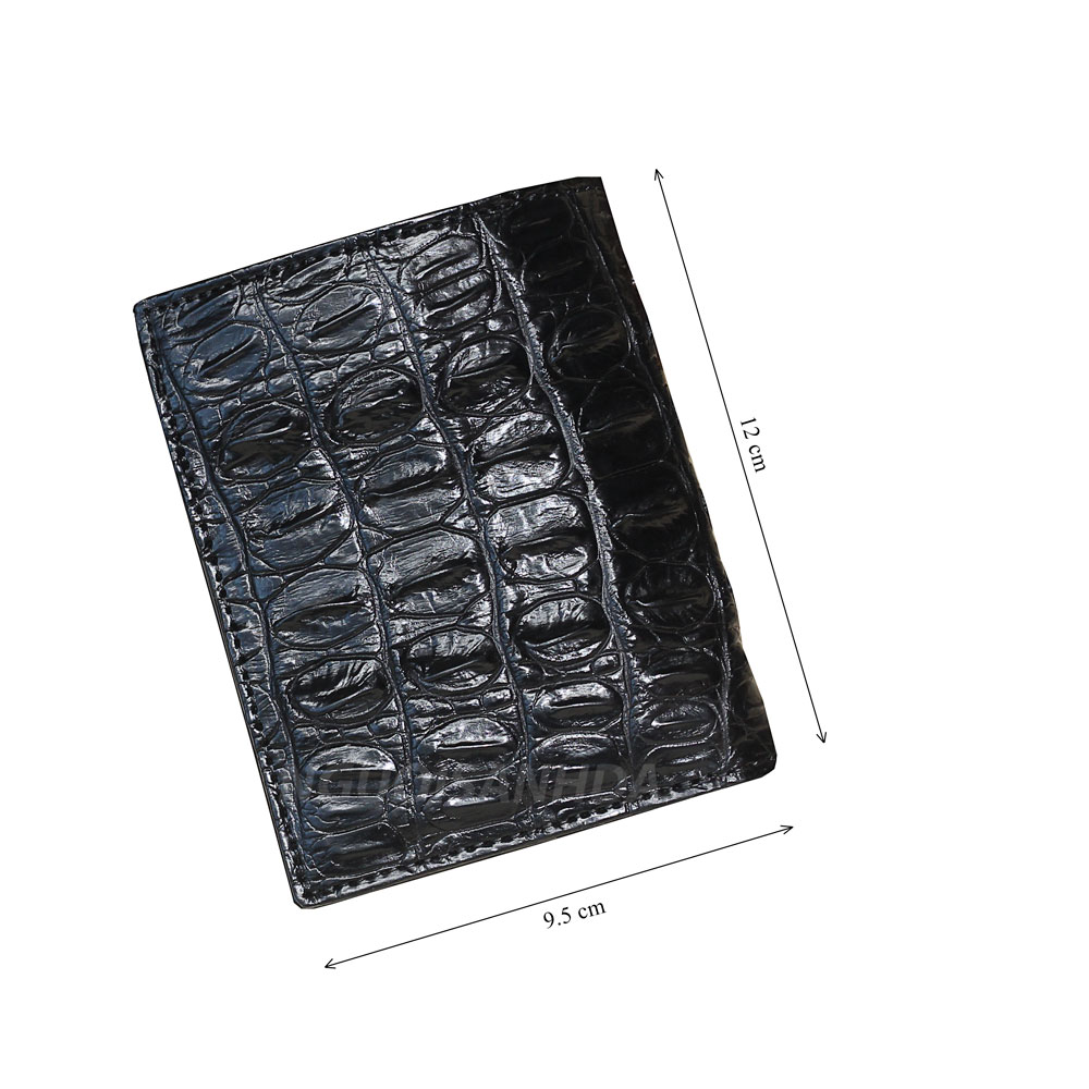 Ví đứng nam da cá sấu gai lưng màu đen
