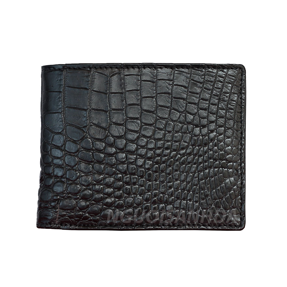 Mặt trước ví nam da bụng cá sấu màu đen