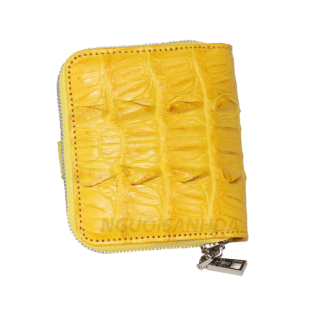 Ví nữ da cá sấu mini màu vàng