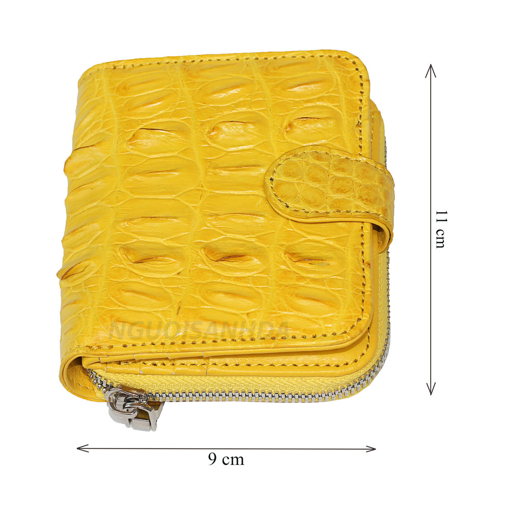 Kích thước ví nữ mini da cá sấu màu vàng