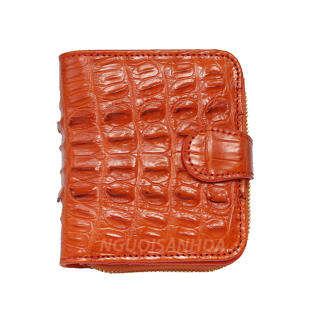 Ví nữ da cá sấu mini màu cam