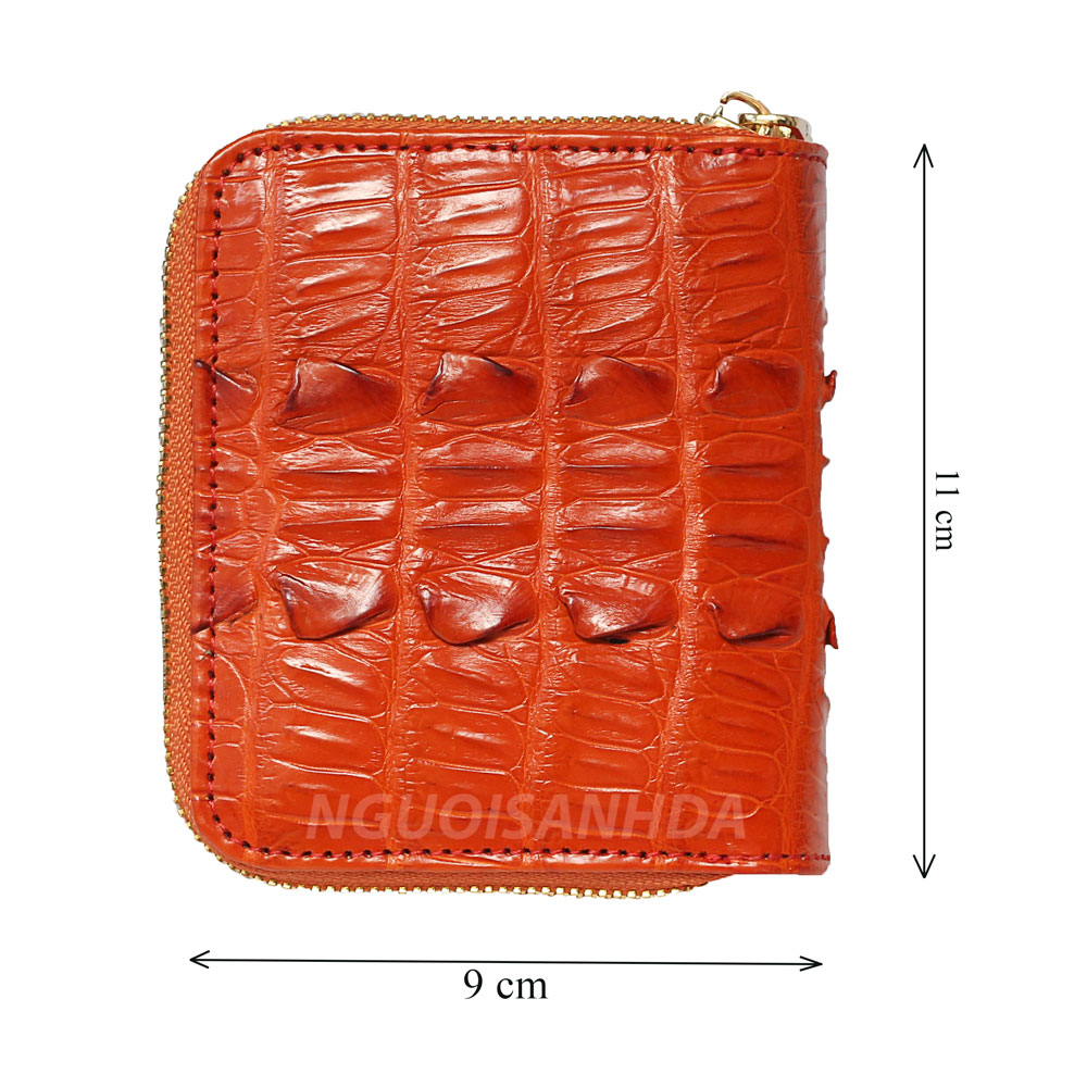 Kích thước ví nữ mini da cá sấu màu cam