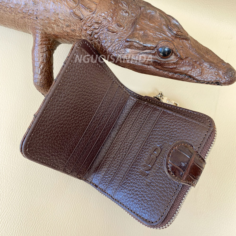 Mặt trong ví nữ mini da cá sấu