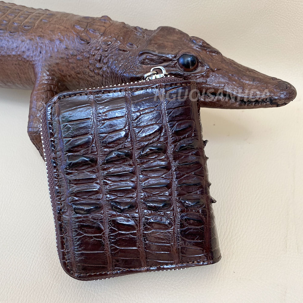 Ví nữ da cá sấu mini màu nâu