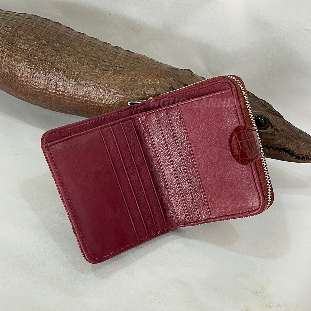 VÍ nữ cầm tay gấp gọn da cá sấu