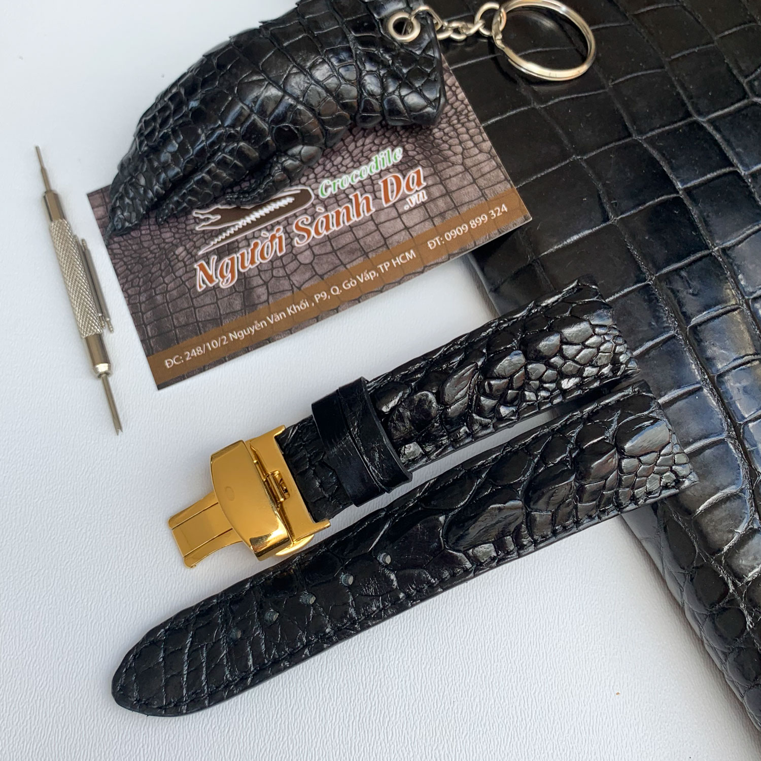dây đông hồ da cá sấu lườn tay