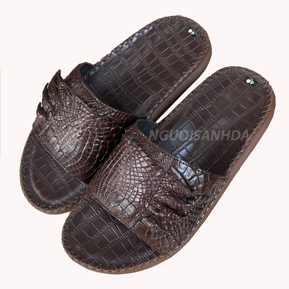 Dép quai ngang móng da cá sấu