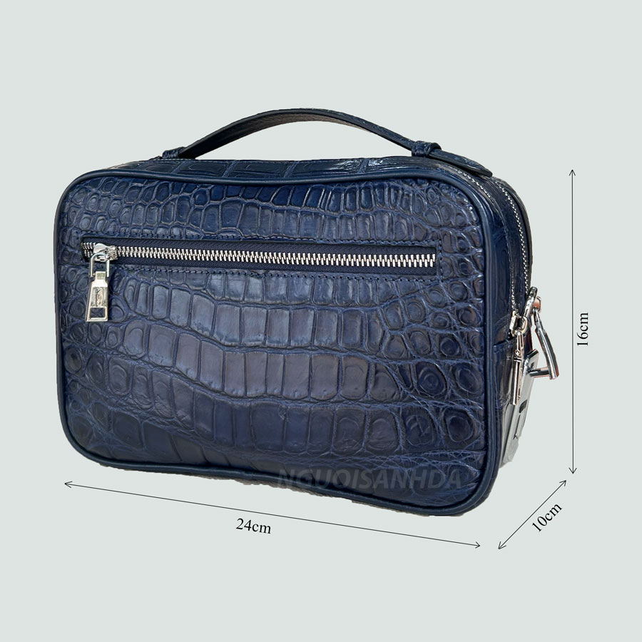 kích thước túi da cá sấu nam xanh navy