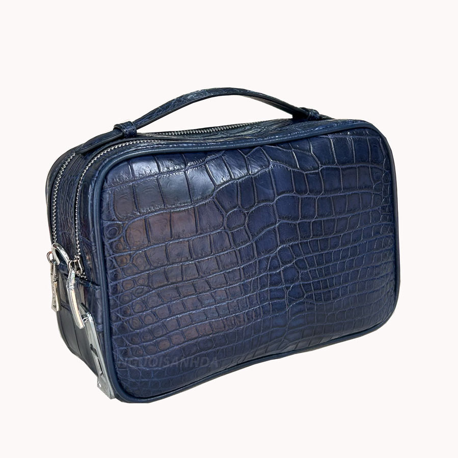 Túi golf da cá sấu xanh navy