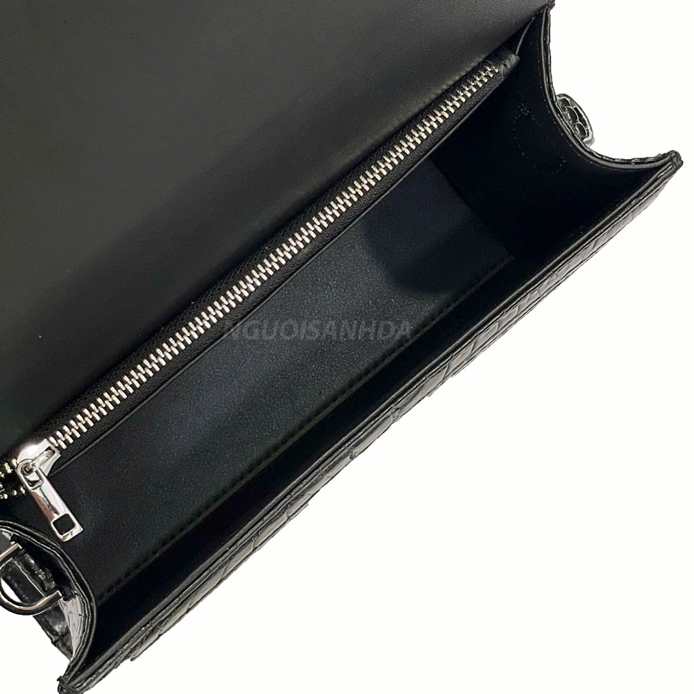 Tui da bụng cá sấu thật màu đen