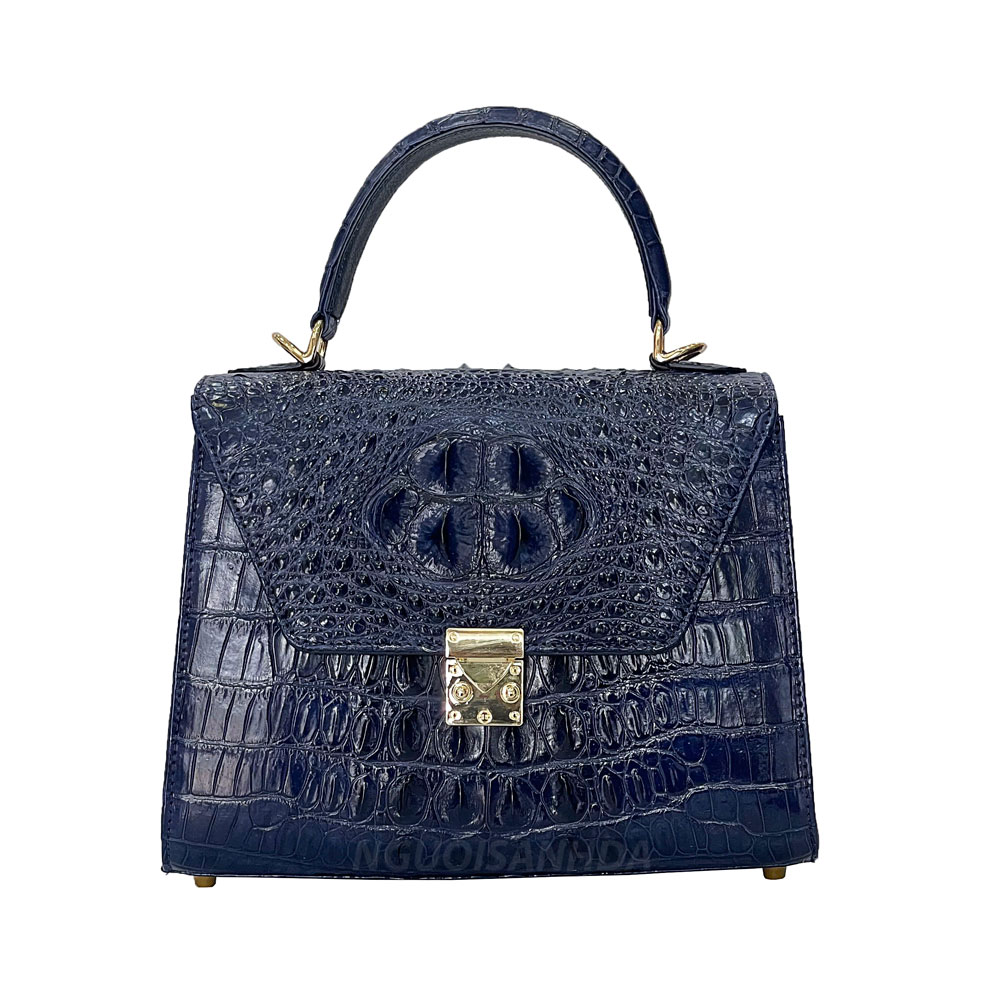 Túi xách da cá sấu thật màu xanh navy