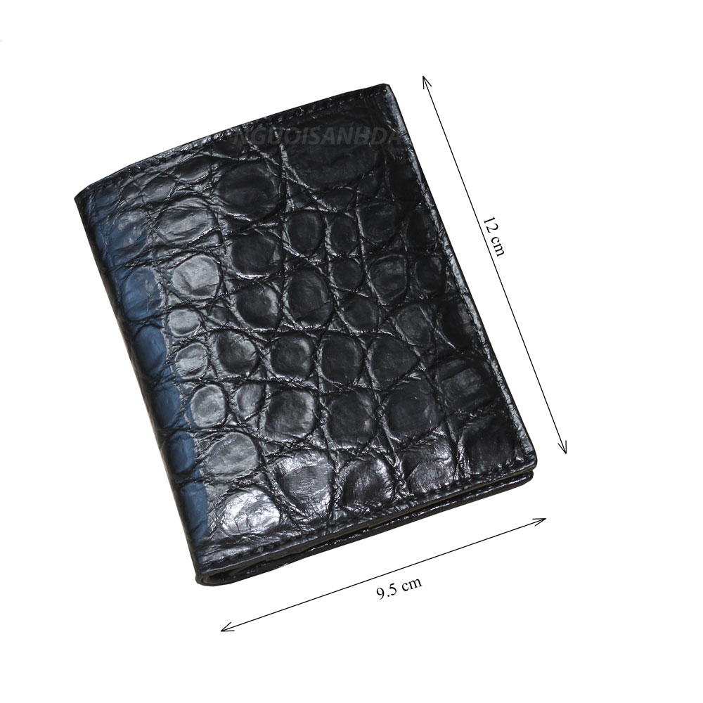 Kích thước ví nam da hông cá sấu màu đen