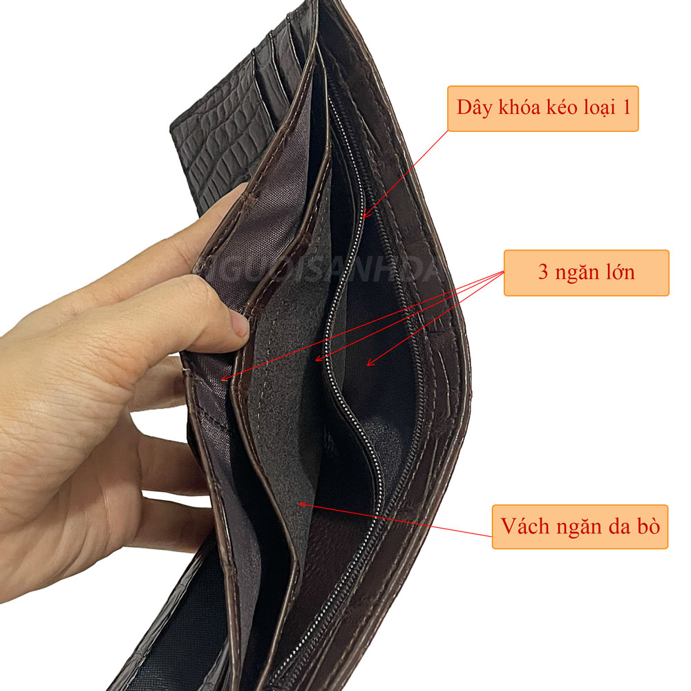 Ngăn trong ví nam da cá sâu